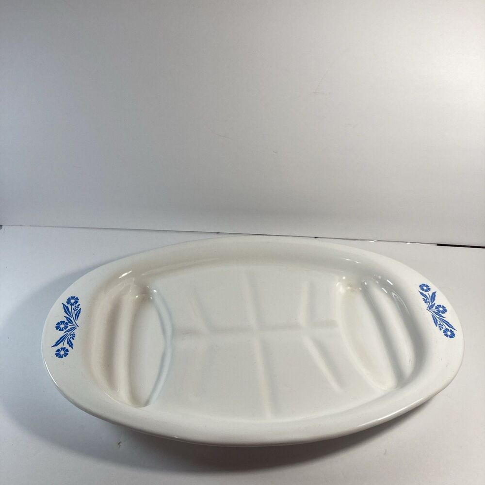 Corning Ware Blue Cornflower Roaster Meat Turkey Platter Serving Tray P-19